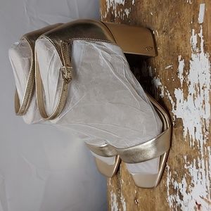 Sam Edleman Daniella Gold Chunky Heel Size 10